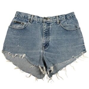 New York Company Light Wash Denim Cutoff Shorts Size‎ 12 high rise frayed